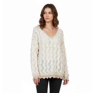 Express Tricot Handknitted White Puff Sweater (oversized)